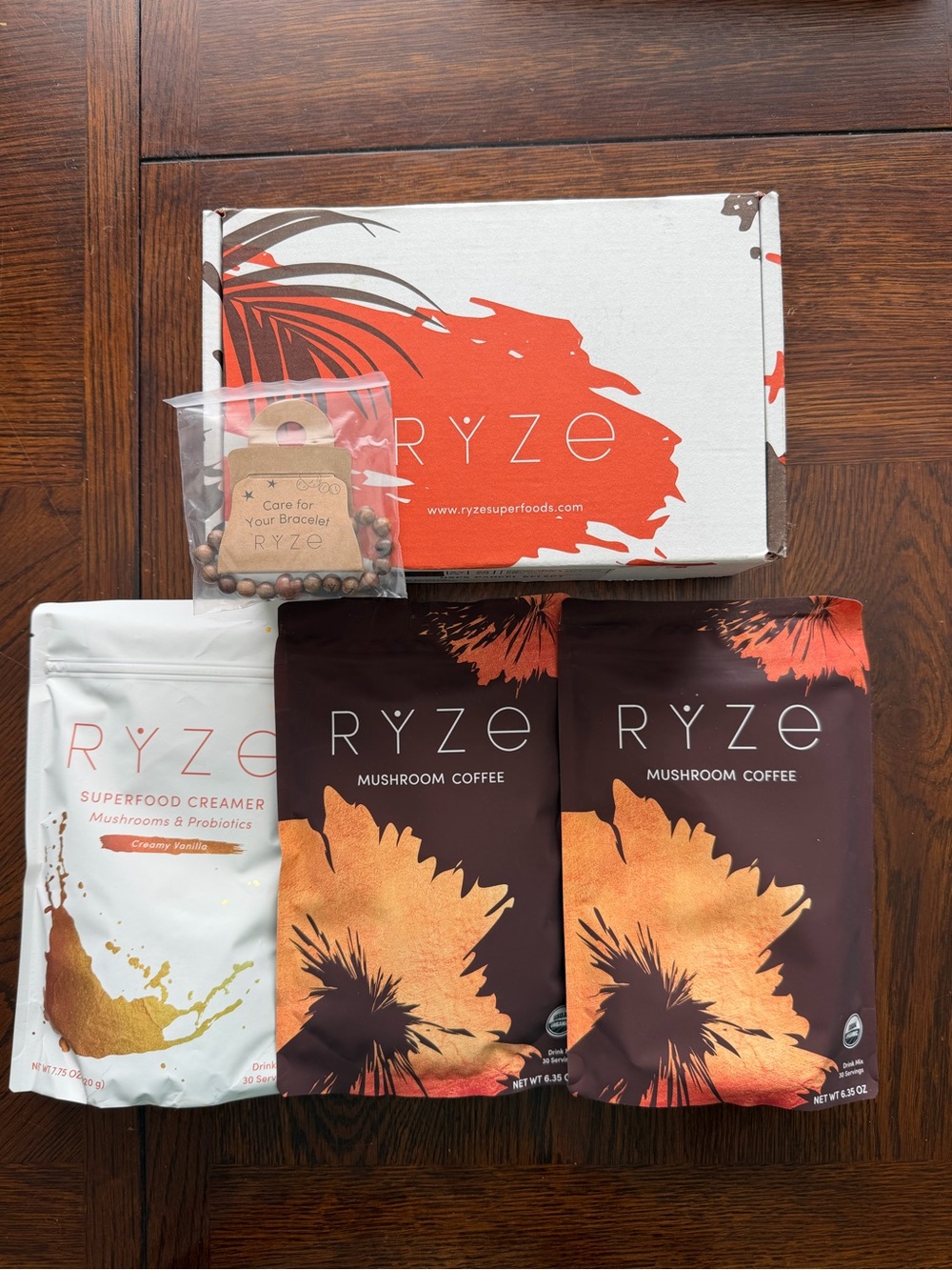 New Box RYZE Ritual Set Mushroom Coffee 2 Bags Superfood Creamer 1 Bag Bracelet